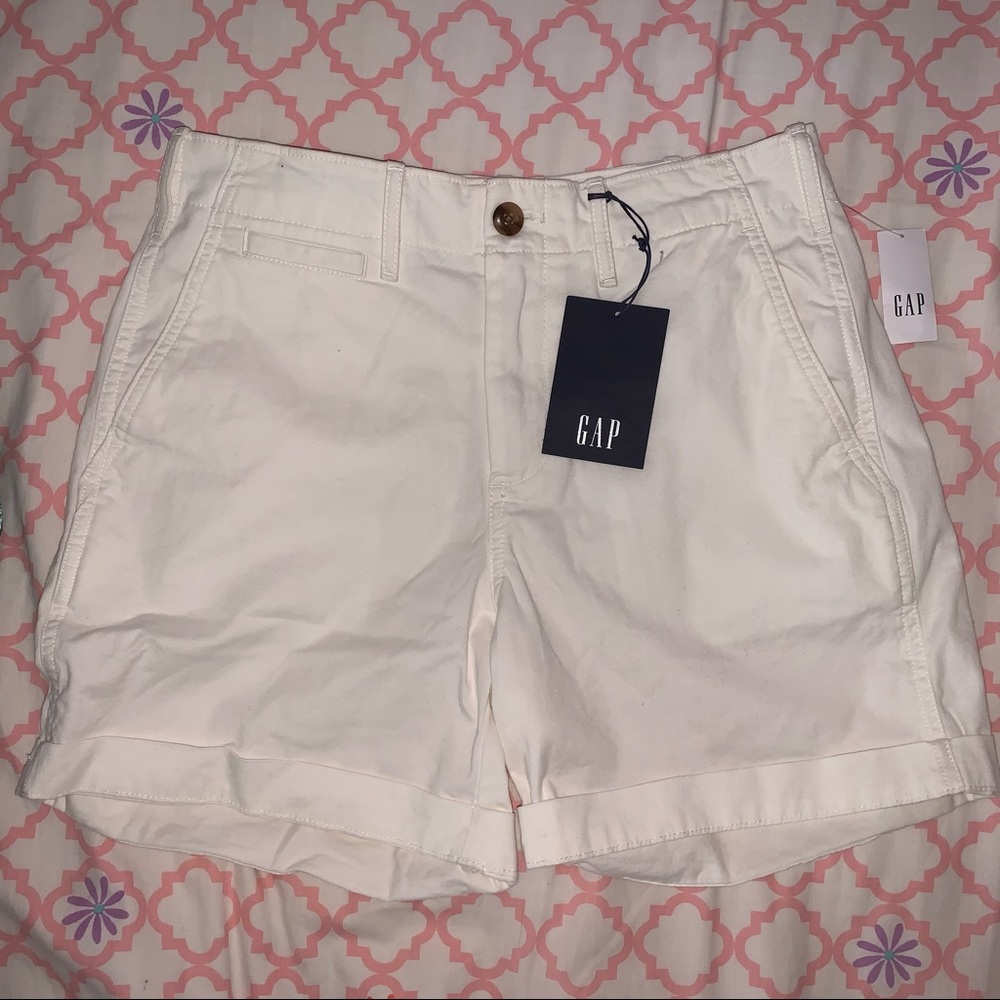 White high waisted mom shorts khaki